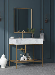 Marmo - Engineered Marble Bathroom Vanity With Gold Base