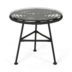 Petrichor - Outdoor Side Table With Tempered Glass And Steel Frame