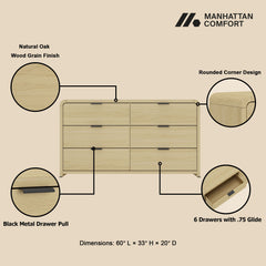 Grace - Dresser With 6 Drawers - Oak