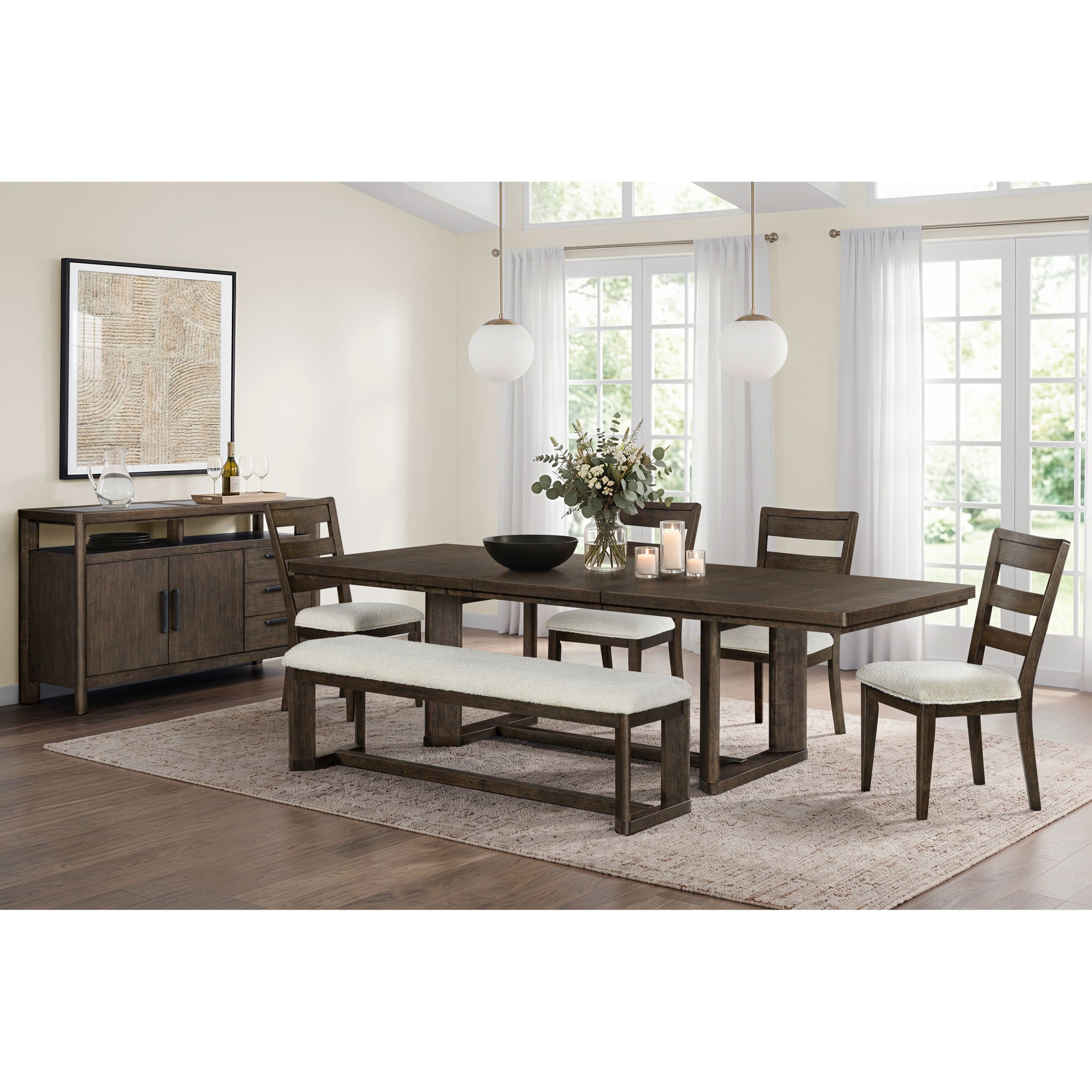 Side Server With Glass Inlay - Dark Oak