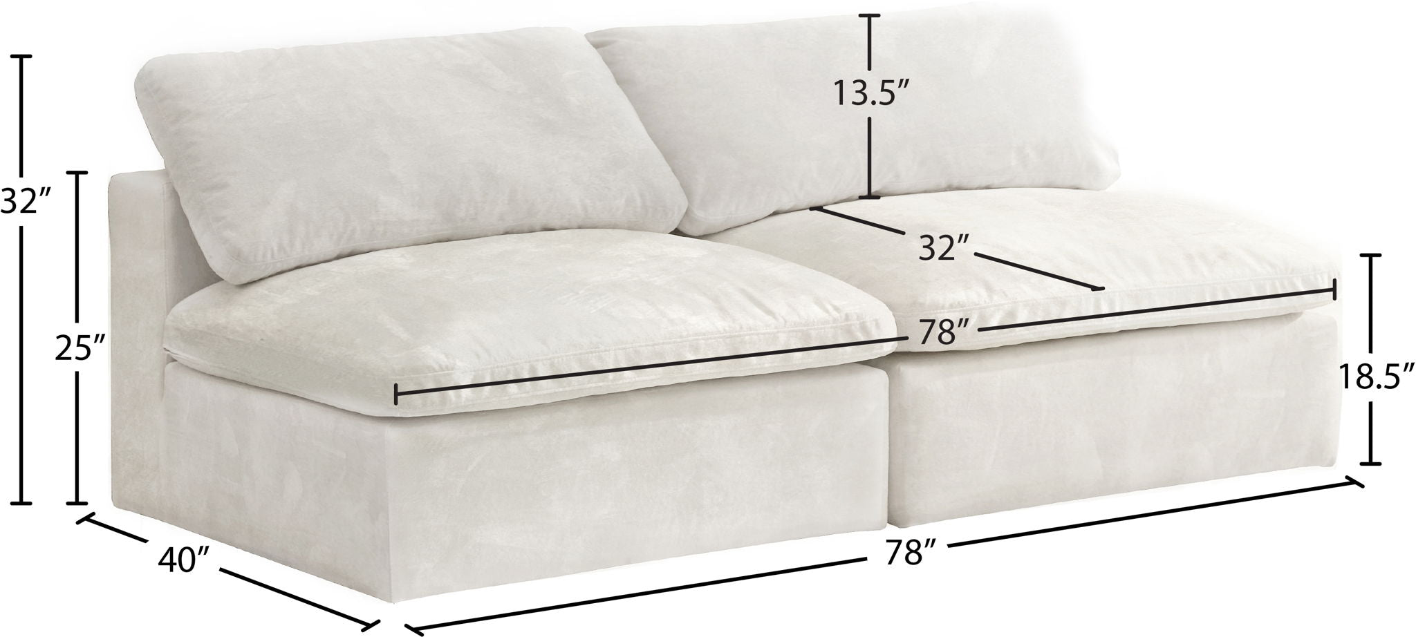 Cozy - Modular Armless 2 Seat Sofa