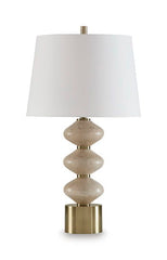 Wardthrone - Poly Table Lamp - Beige / Gold Finish