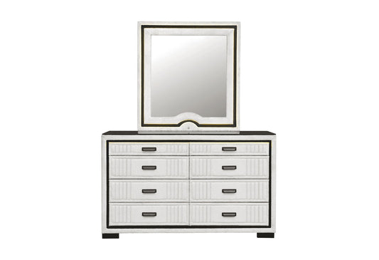 Isabella - 5 Piece Queen Bedroom Set (Queen Bed Group With LED, TV Lift, Bluetooth Speaker And Firpeplace Crystal) - Black / White