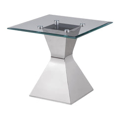 Jenny - Glass Top Stainless Steel Table