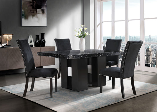 D03 - 5 Piece Dining Room Set (Dining Table And 4 Dining Chairs) - Black