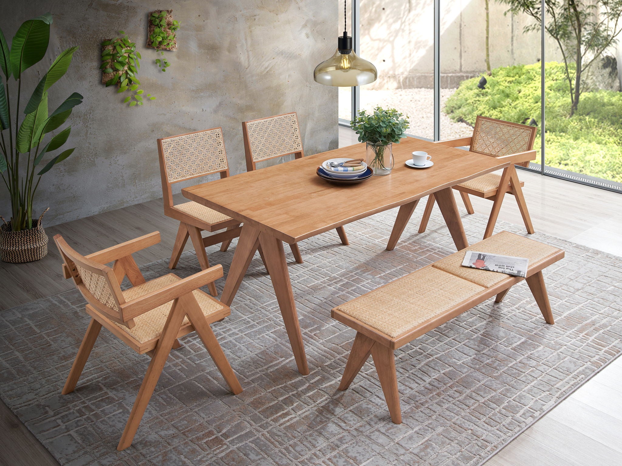 Valentina - 6 Piece Patio Furniture Set - Rattan / Natural