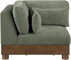 Turin - Chenille Fabric Upholstered Modular Corner Chair - Walnut Base