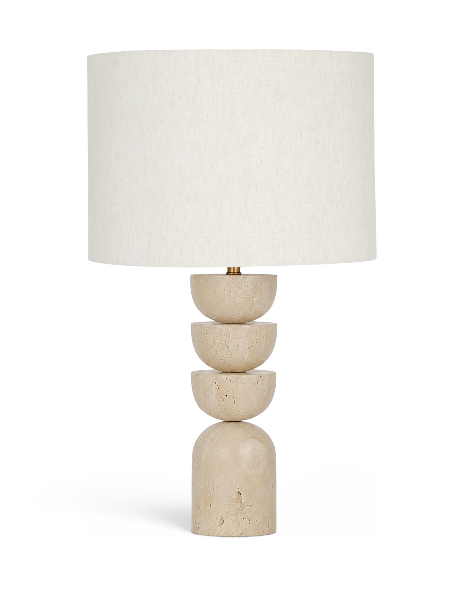 Opus - Travertine, Linen Textured Fabric And Brass Table Lamp - Travertine