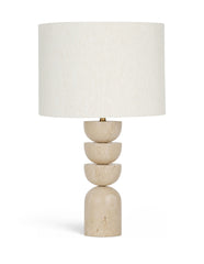 Opus - Travertine, Linen Textured Fabric And Brass Table Lamp - Travertine