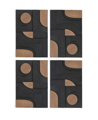 Element - 50" Mango Wood 4 Piece Wall Art - Natural / Black