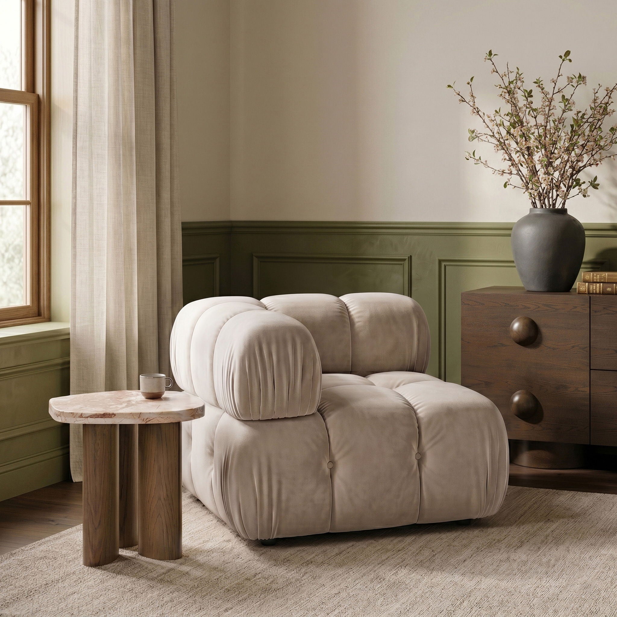 Orin - Velvet Performance Fabric Upholstered Modular Corner Chair