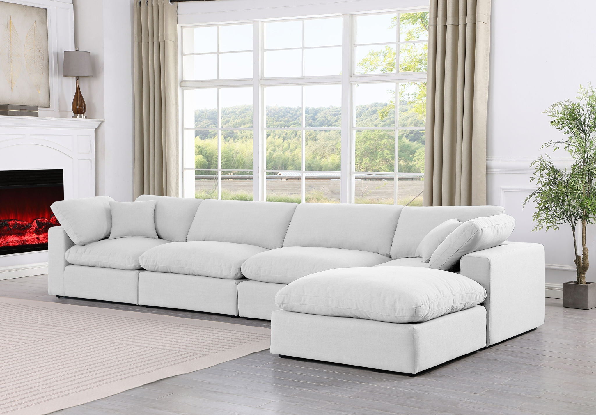 Comfy - 5 Piece Linen Modular Sectional With Chaise