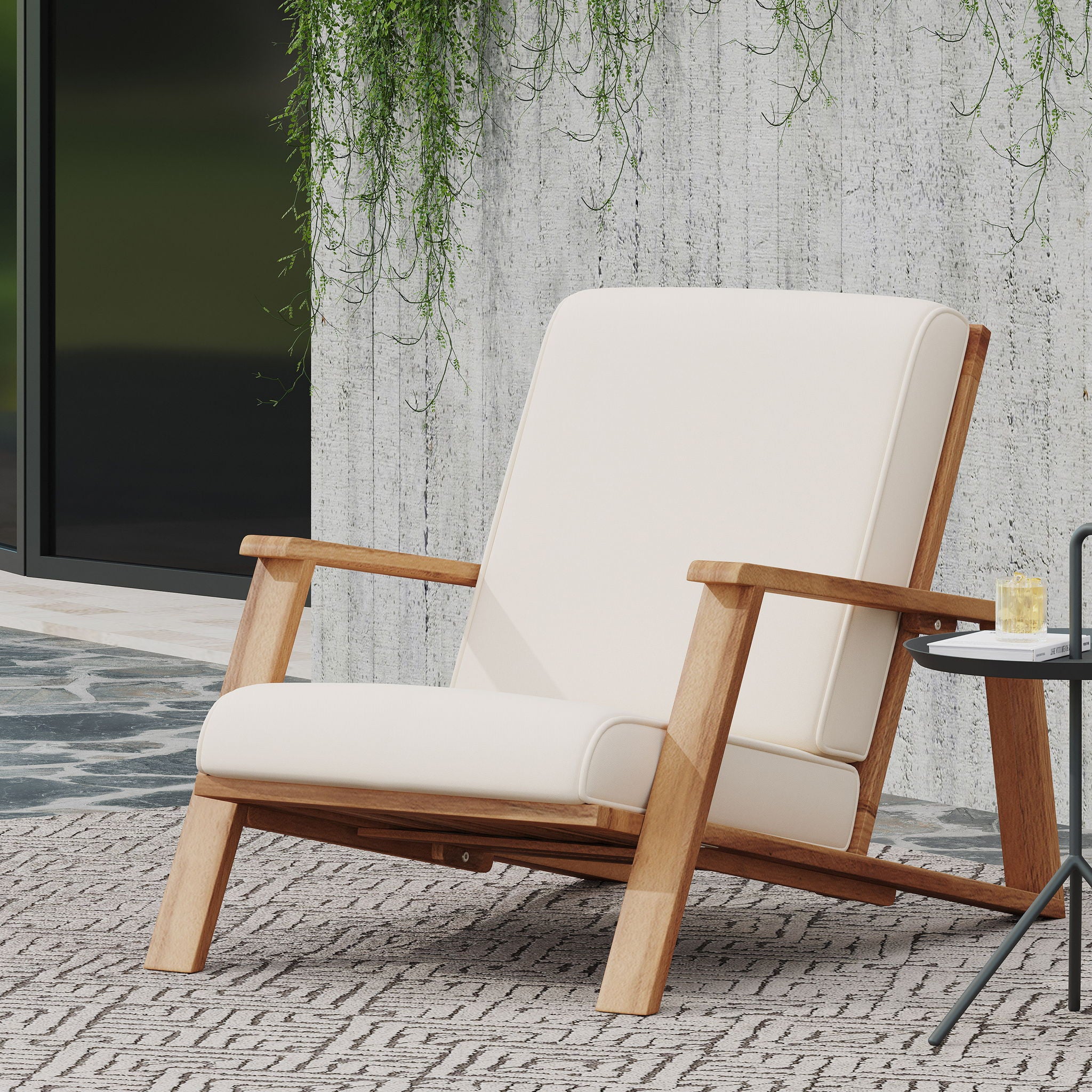Outdoor Club Chair, Patio Lounge Chair With Removable Cushion