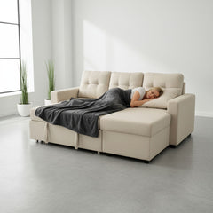 Convertible L Shaped Sectional Sleeper Sofa Bed, Saving Pull Out Couch