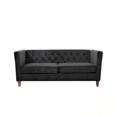 Button Tufted Loveseat, 2 Seater With Square Arm Couch For Living Room - Black