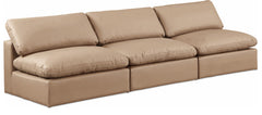 Comfy - Faux Leather Modular Armless Sofa 3 Pieces - Tan