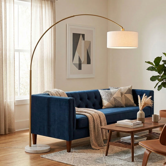 Ambient - Arch Floor Lamp With Large Shade - Gold / White