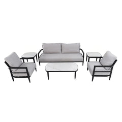 Outdoor Conversation Set With Chairs, Bench Sofa, Tables, Sunbrella Cushions