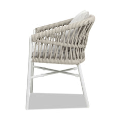 Maiden - Barrel Back Aluminum & Rope Outdoor Patio Dining Chair, Sunproof Olefin (Set of 2)
