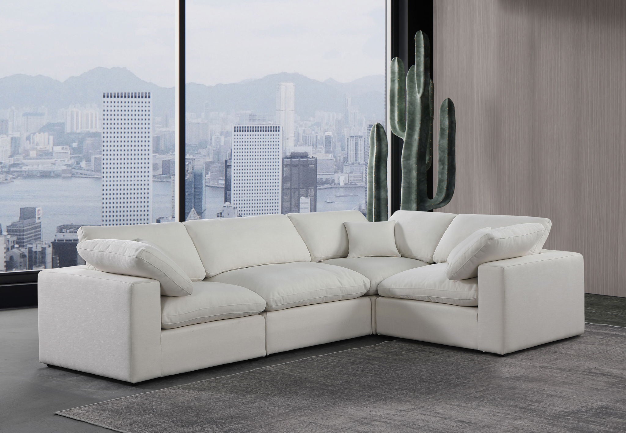 Comfy - 4 Piece Linen Fabric Modular Sectional