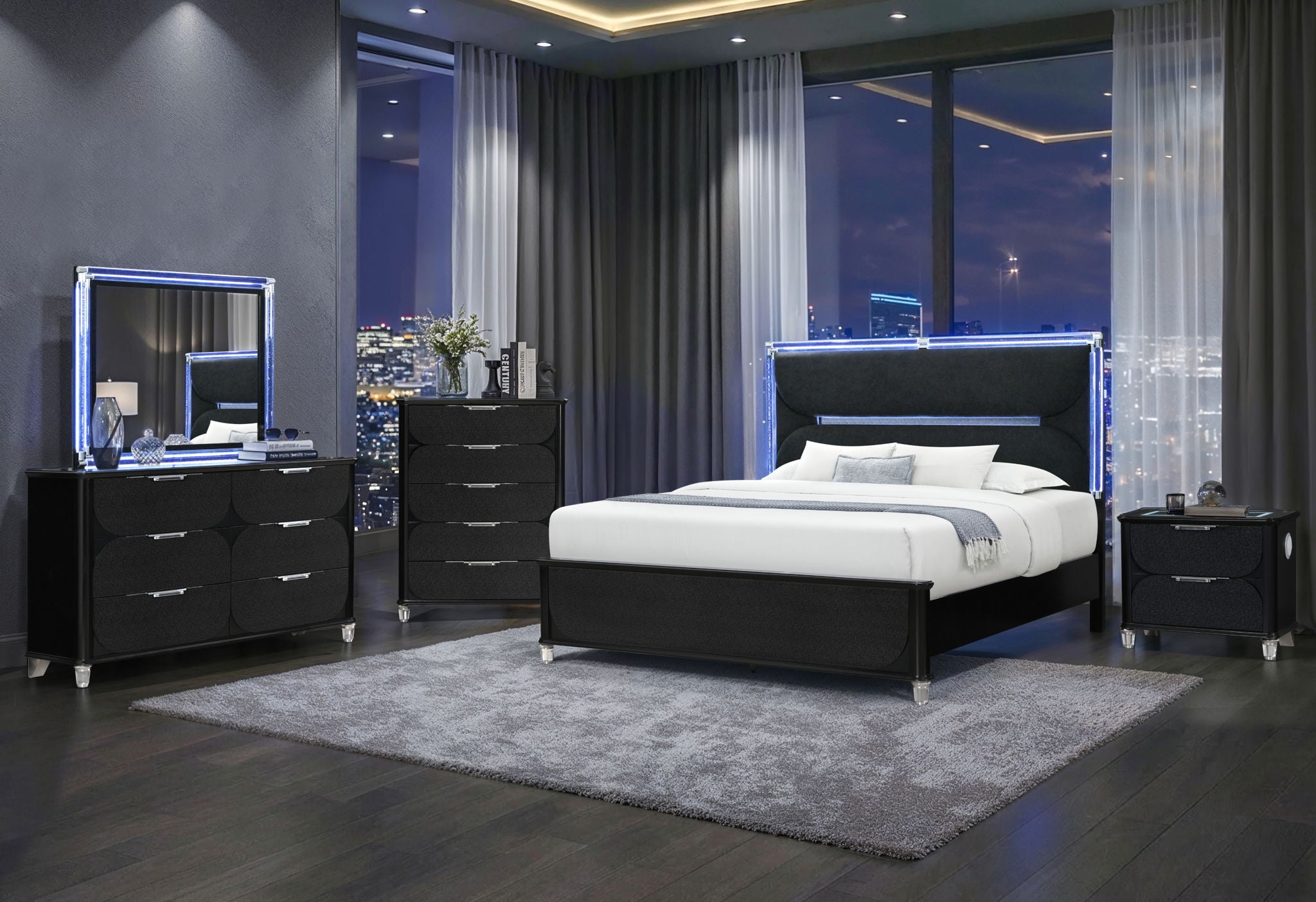 Lando - Nightstand With Speaker And Wireless Charging Platform - Black