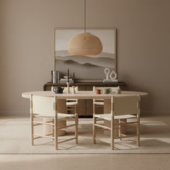 Santos - Vegan Leather Upholstered Dining Chair With Stained Natural Base (Set of 2)