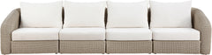 Seacrest - Olefin Water Resistant Fabric And Wicker 4 Piece Outdoor Patio Modular Sofa