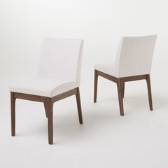 5 Piece Dining Set With Table And Upholstered Chairs - Light Beige / Walnut