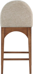 Waldorf - Chenille Stool With Brown Legs