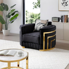 Soledad - Chair Upholstered With Hued Accents - Black