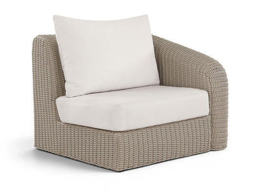 Seacrest - Olefin Water Resistant Fabric And Wicker Outdoor Patio Right Arm Chair
