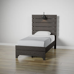 Twin Bed With Integrated Lights - Brown