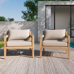 Rope Outdoor Leisure Chair (Set of 2) - Acacia Wood / Beige