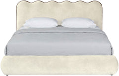 Tempo - Velvet Upholstered Bed - Cream