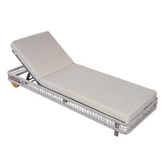 Outdoor Chaise Lounge With Wheels, 5 Position Adjustable Backrest