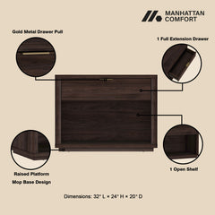 Evelyn - Nightstand With 1 Drawer And Open Shelf