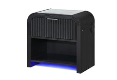 Beckett - Nightstand With LED And Speaker - Black / White