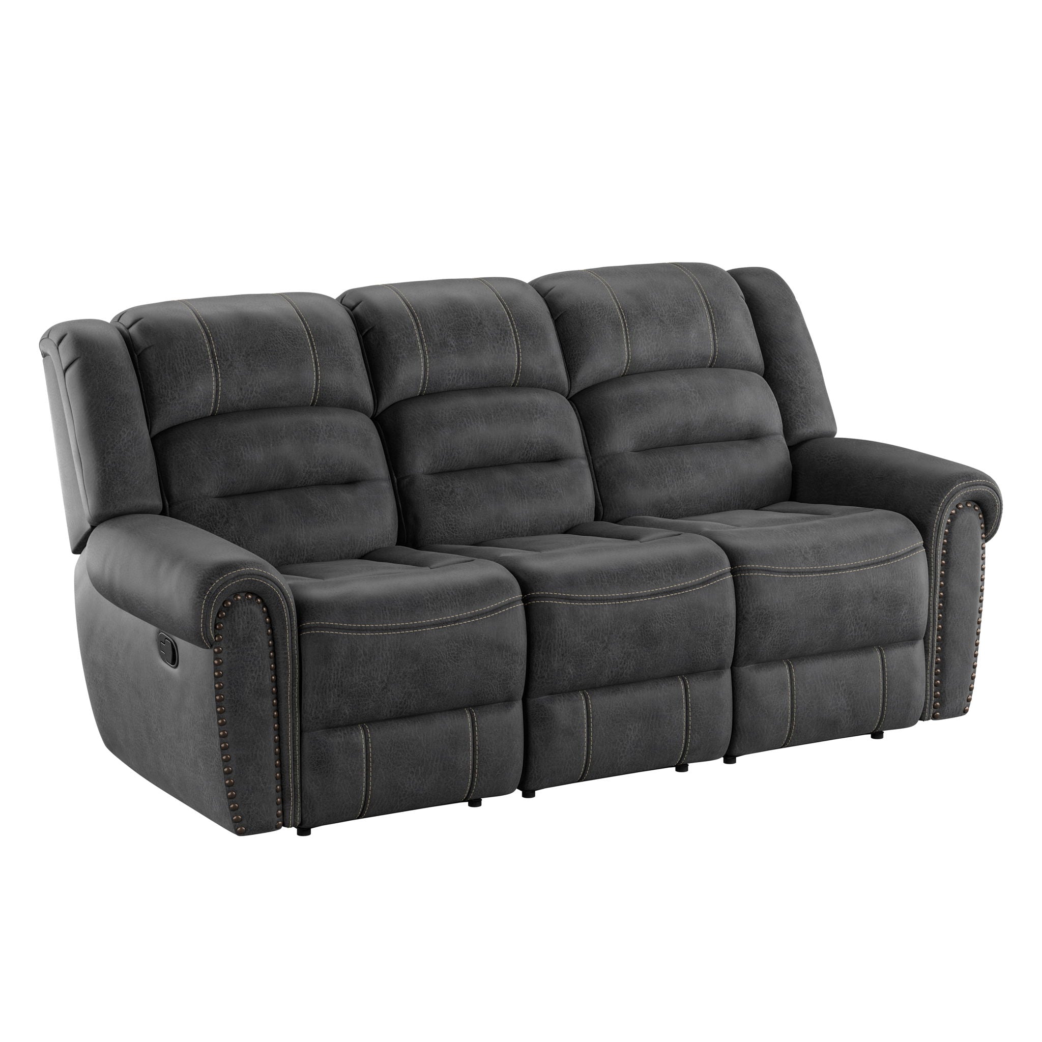 Reclining Sofa - Gray - Faux Leather
