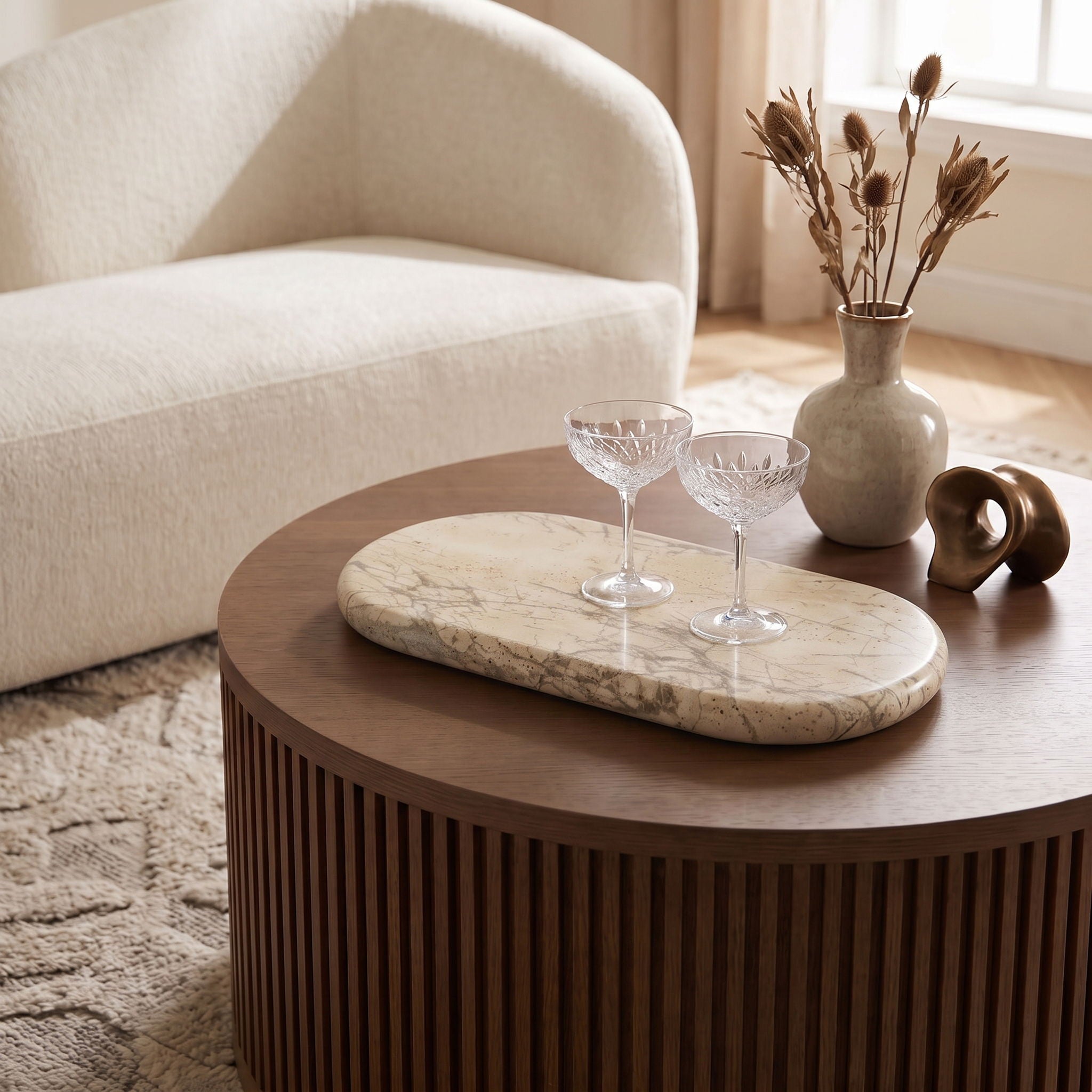 Carrell - Travertine Tray - Beige