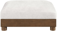Turin - Chenille Fabric Upholstered Modular Ottoman - Walnut Base