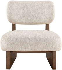 Vetra - Linen Textured Fabric Upholstered Accent Chair With Brown Base