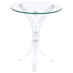 Laning - Round Glass Top Acrylic Side Table - Clear