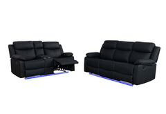U6026 - 3 Piece Living Room Set (72A Reclining Sofa, Console Reclining Loveseat With LED And Speaker, Glider Recliner) - Black