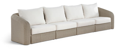 Seacrest - Olefin Water Resistant Fabric And Wicker 4 Piece Outdoor Patio Modular Sofa