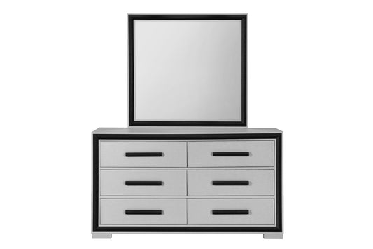Amelia - 4 Piece Full Bedroom Set (Full Bed With LED, Dresser, Mirror And Nightstand) - Black / Gray