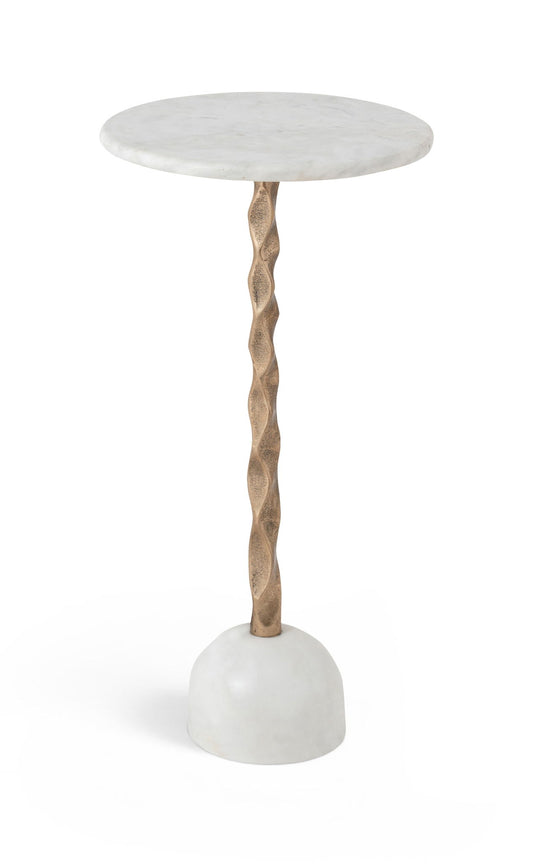 Helix - Genuine Marble Top And Aluminum Base End / Side Table