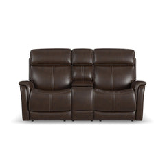 View - Power Reclining Loveseat With Console, Power Headrest & Lumbar