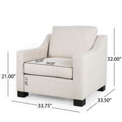 Nightowl - Upholstered Club Chair With Sloped Arms And Wood Legs - Beige