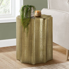 Drum Accent Side Table, Stylish Scalloped Design