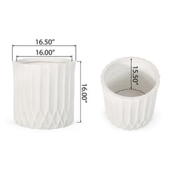 Planter With Subtle Pleated Design - Antique White